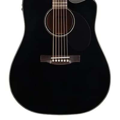 Jasmine JD39CE-BLK Dreadnought Cutaway Spruce Top 6-String Acoustic-Electric Guitar w/Hardshell Case image 2