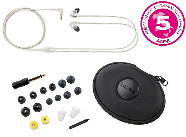 Shure Se425 Cle Fs Auricolare Isolamento Acustico Per In Ear Monitor Trasparente Clear   Garanzia Estendibile A 5 Anni  			