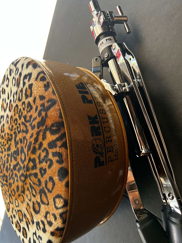 Mint Pork Pie Round Drum Throne Gold Sparkle/Leopard Top Reverb