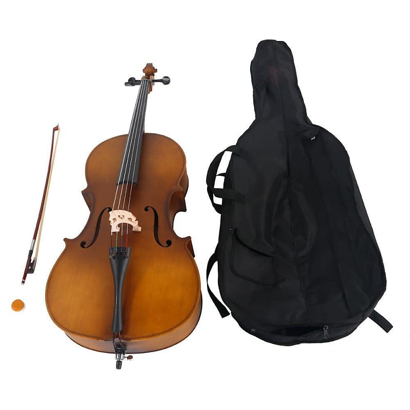 4/4 Size Matte Golden Cello +Bag+ Bow+ Rosin + Bridge+ Accessories image 1
