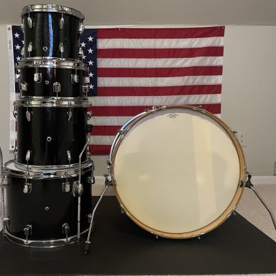 Puritan Drum Co 5 Piece Fiberglass & Maple Drum Kit 2022 - Piano Black with Metal-flakes image 1