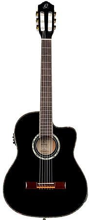Ortega RCE145 Nylon String Acoustic Electric Guitar with Bag Black image 1
