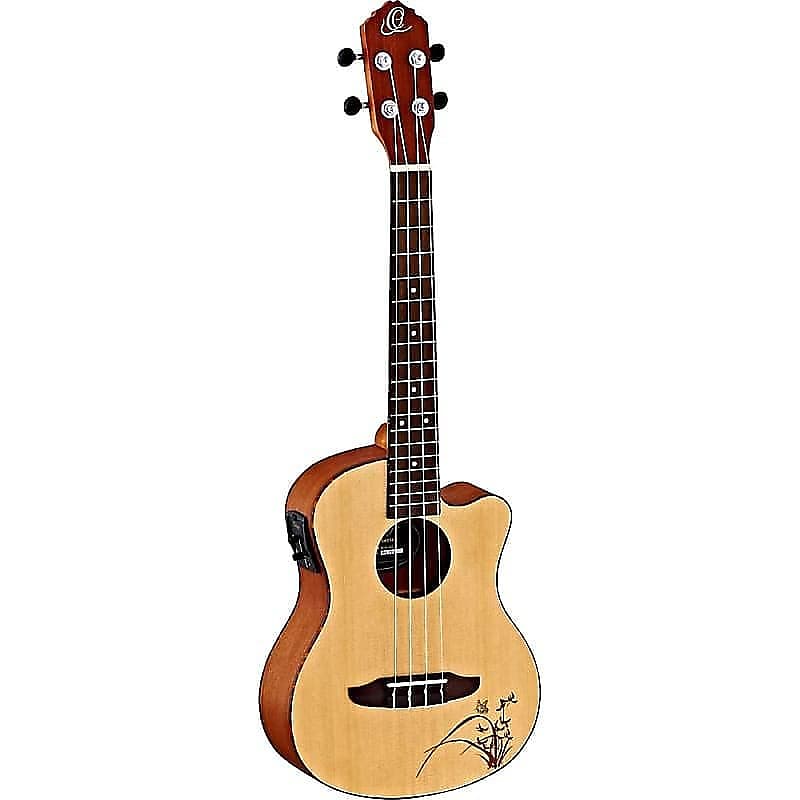 Ortega Guitars RU5CE-TE Bonfire Series Tenor Ukulele w/ Laser Engraved Butterfly image 1