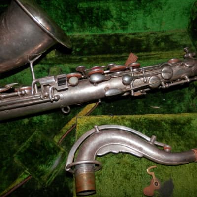 Buescher True Tone Low Pitch C Melody Tenor Saxophone silver with case vintage used AS-IS image 5