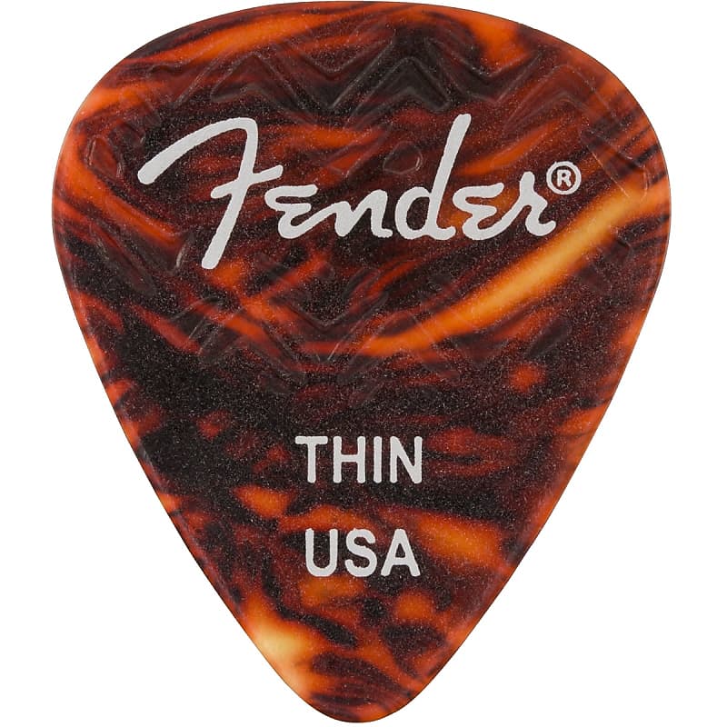 Fender Wavelength Celluloid 351 Shape Guitar Picks, Thin, Tortoise Shell, 6-Pack image 1