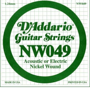 D'Addario NW049 Nickel Wound Electric Guitar Single String .049