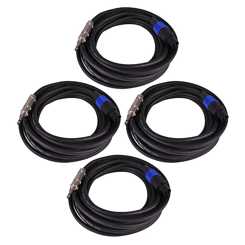 Seismic Audio SASPT12-25-4Pack 25-Feet Pro Audio Speakon To 1/4-Inch Speaker Cables 12-Gauge, 4 Pack