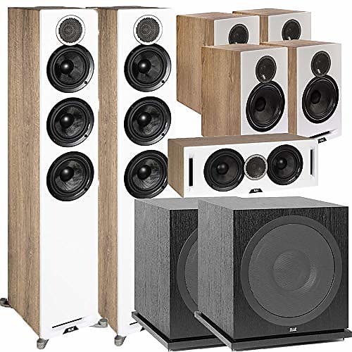 ELAC Debut Reference 7.2 Channel Home Theater System Bundle With DFR52 - Pair - White/Oak + DCR52 Ce image 1