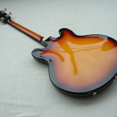 Klira Merkur De Luxe Vintage 1968 Germany Bass-Guitar "Sunburst" 4 String Semi-Hohl Gutaway E-Bass image 9