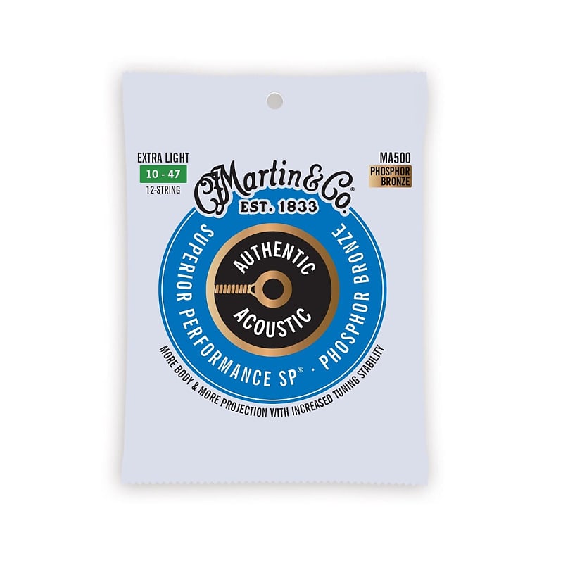 Martin MA500 Authentic Acoustic SP Guitar Strings 12-String Phosphor Bronze Extra Light 10-47 image 1