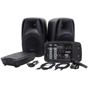 Gemini ES210MXBLU Portable PA System with Speakers, Mixer, Microphone, Cables