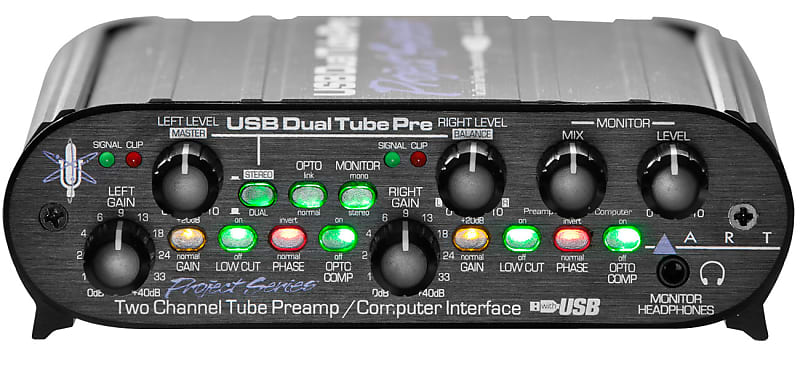 ART USB Dual Tube Pre 2-Channel Preamp Compressor Audio Interface