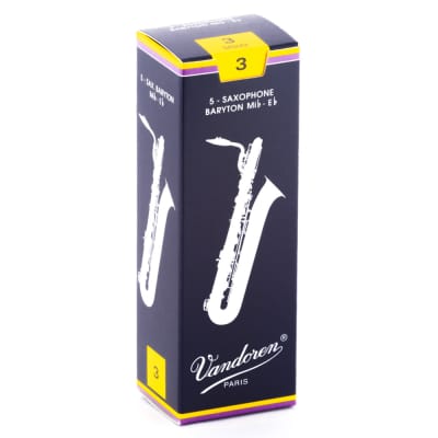 Vandoren SR243 Baritone Sax 3 Strength Traditional Saxophone Reeds Box of 5