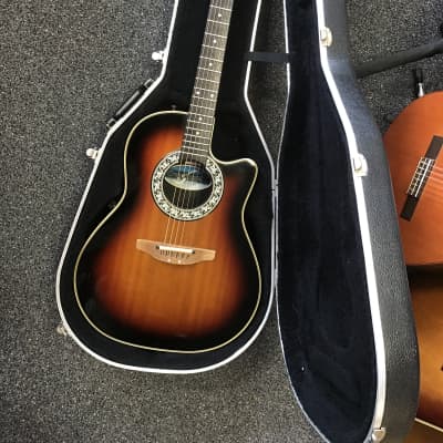 Ovation 4861 acoustic-electric guitar shallow bowl 1989 tobacco burst made in Korea with hard case for sale