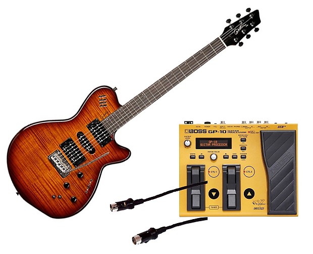 Godin Guitars xtSA Synth Access 3 Voice Electric Guitar Lightburst HG w Boss GP 10S Pedal