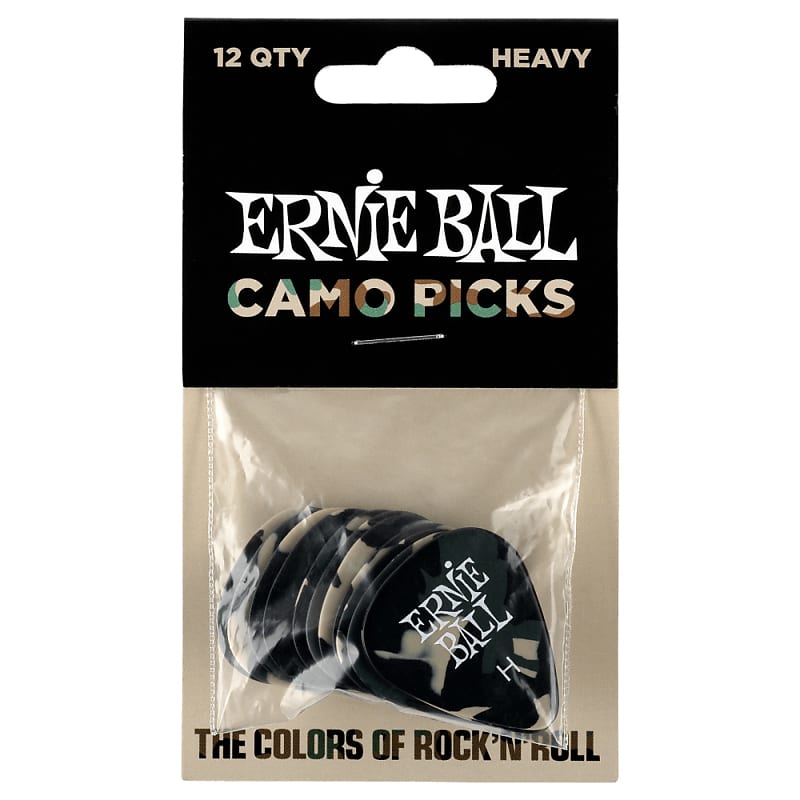 Ernie Ball Camouflage Cellulose Picks Heavy 12-pack image 1