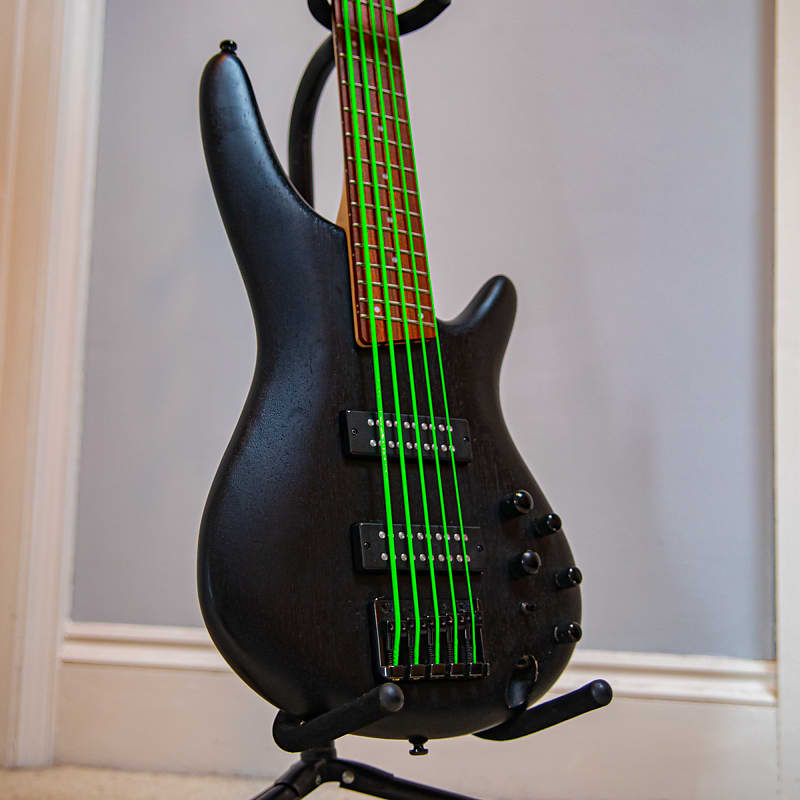 Ibanez Soundgear SR305EB 5 String Bass Guitar with Green Neon Strings