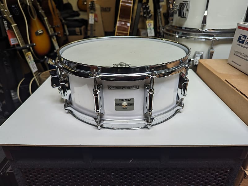 Closet Find! Remo Quadura White Wrap 5 1/2 x 14 Snare Drum - Looks  Fantastic - Sounds Great!