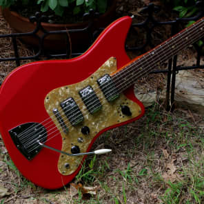 Egmond Model “3V” 1965 Red Vinyl. Electric Guitar.  Made in Holland. Used by most of the 60's Brits image 2