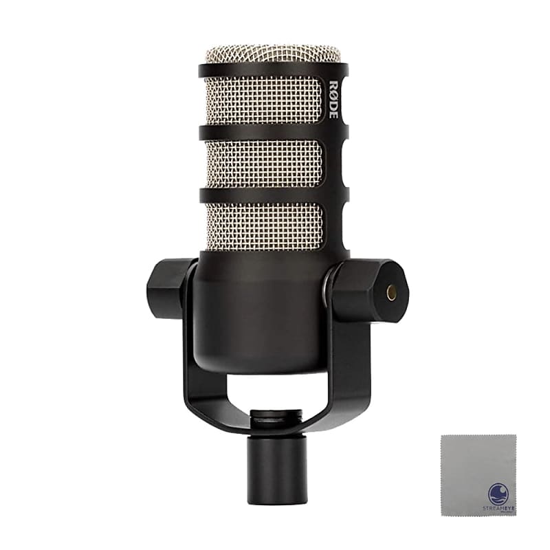 Rode PodMic Dynamic Podcasting Microphone with XLR Cable and StreamEye Polishing Cloth image 1