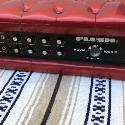 vintage 1960s Plush Tuck and roll Tube amp Red sparkle Royal 1060-S image 6