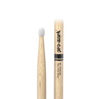 ProMark Classic Attack 2B Shira Kashi Oak Drumsticks, Oval Nylon Tip, One Pair image 2