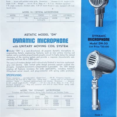 Vintage 1940's Astatic DNHZ dynamic microphone Hi Z harp mic w accessories Ham Radio JT30 T-3 # 2 Omar Bradley image 2