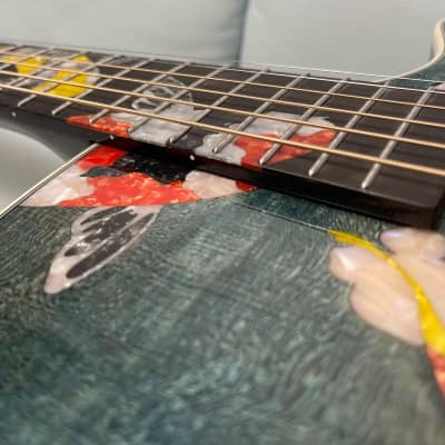 Hsienmo KOI Fish Aqua Blue Full Solid Acoustic Guitar with hardcase image 25