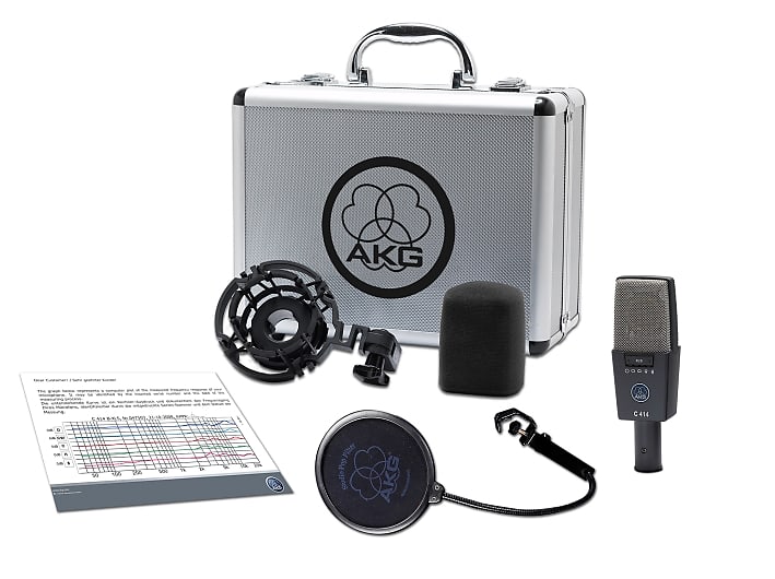 AKG C414 XLS Large Diaphragm Recording Studio Condenser Mic + Windscreen & Pop Filter & Case! image 1