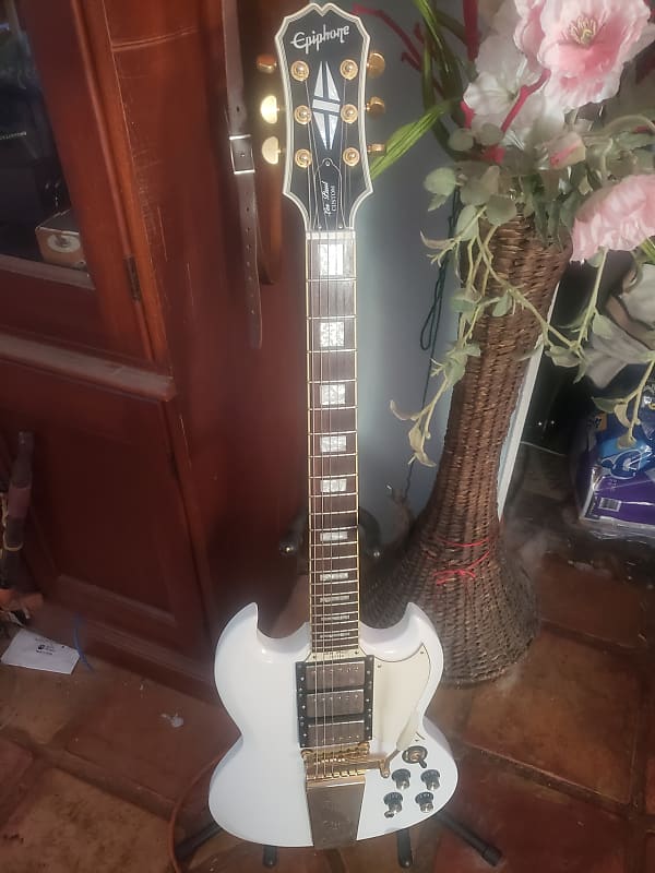 美品　Epiphone ’04 G-400 Les Paul SG Custom Epiphone G-400 Les Paul (SG) Custom Antique Ivory 2004 – Chicago