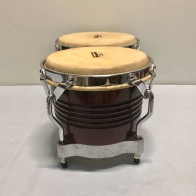 LP Latin Percussion Matador Bongos, Hand Crafted, Dark Wood stain. Includes tuning wrench image 5