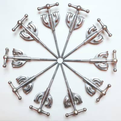 10 Pre-Radio King Slingerland Bass Drum Tension Rods & Claws, Original Washers / 1920s-30s image 12