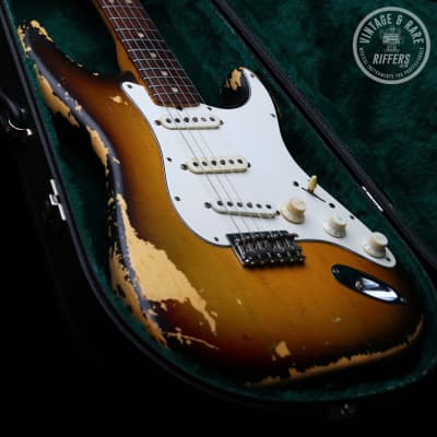 (Video) 1971 Hardtail Fender Stratocaster, Shaded Sunburst | Vintage Hendrix-era roadworn 3-Bolt Neck, Rosewood Fretboard for sale