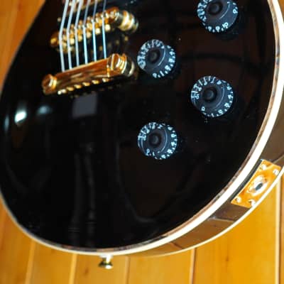 AIO SC77 Electric Guitar - Solid Black (Abalone Inlay) image 8