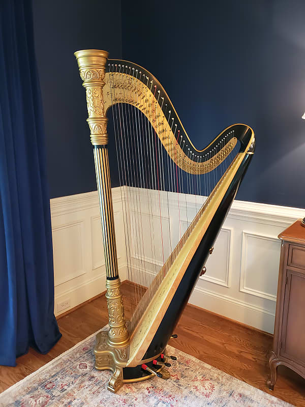 Lyon and Healy Style 17 Ebony Bronze semi-Grand Harp image 1