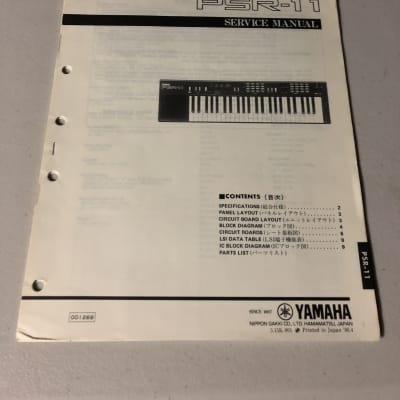 Yamaha  PSR-11 Portatone Service Manual 1986