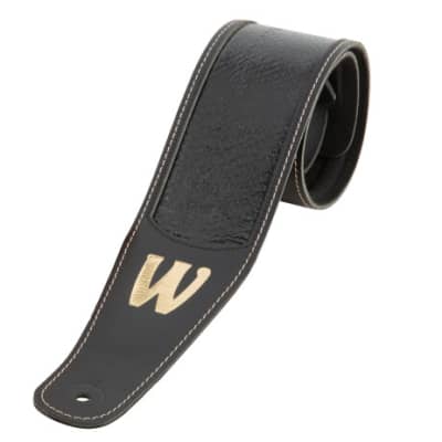 Warwick Masterbuilt Genuine Leather Bass Strap - Black, Gold Embossing