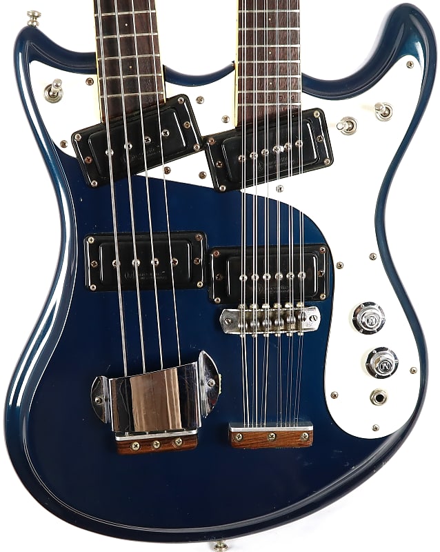 Vintage Mosrite 4x12 Double Neck Electric Bass & 12 String Guitar w/ OHSC Ink Blue Custom Order One of a Kind! image 1