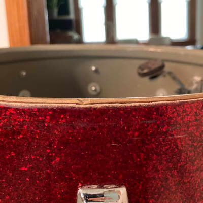 Rogers Powertone Marching Snare Drum 1968-70 Red Sparkle image 8