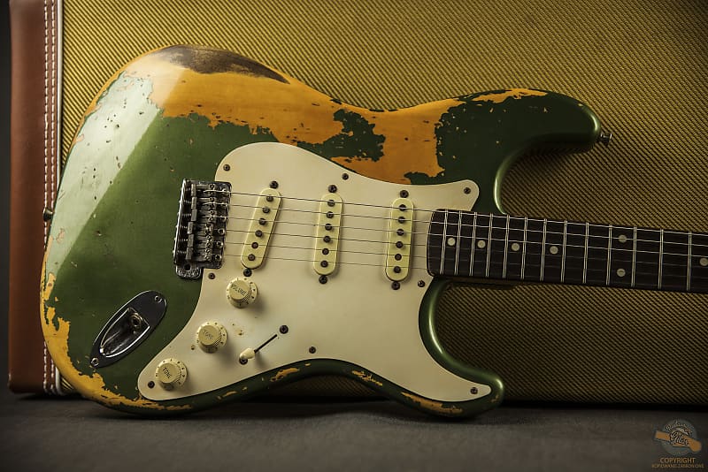 Fender Custom Olive Green Stratocaster Nitro Relic 1995 | Reverb