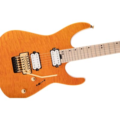 Charvel Pro-Mod DK24 HH FR M Mahogany Guitar with Quilt Maple, Maple, Dark Amber image 4