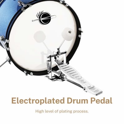Kids Drum Set 16 Inch 3-Piece, Junior Drum Set Kit With Throne, Cymbal, Pedal & Drumsticks,Metallic Blue (Eds-280Bu) image 6