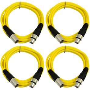 Seismic Audio SAXLX-10-4YELLOW XLR Male to XLR Female Patch Cables - 10' (4-Pack)