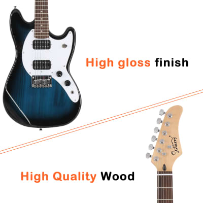 Glarry Full Size 6 String H-H Pickups GMF Electric Guitar with Bag Strap Connector Wrench Tool 2020s - Blue image 11