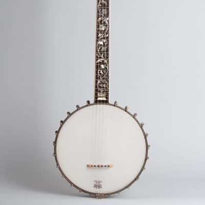 Unlabelled 5 String Banjo, most likely made by S. S. Stewart,  c. 1900, black chipboard case. for sale