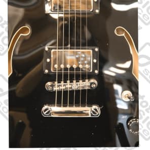 Oscar Schmidt Delta Blues Semi Hollow Guitar, Black, Covered Pickups, OE30B CP KIT image 8