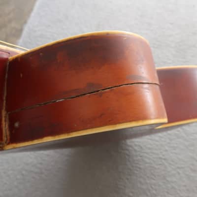 Vintage 1950 Kay Acoustic Guitar Redburst Fair Shape Worn Cracks Splits Beat Up Rare Waverly Tuners image 8
