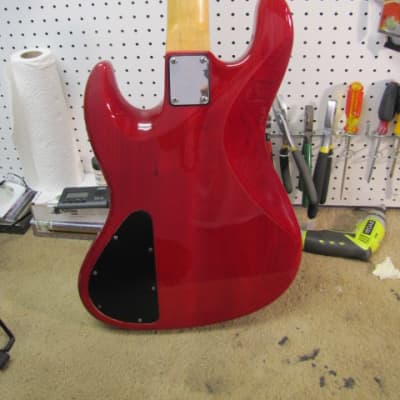 Mike Lull Thunder Jazz Bass 1995 Red over Flame Maple image 4