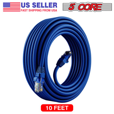 5 Core Cat 6 Ethernet Cable • 30 ft 10Gbps Network Patch Cord • High Speed RJ45 Internet LAN Cable w Gold-Plated Connectors • for Router, Modem, PC, Gaming, PS5, Xbox- ET 30FT BLU image 13
