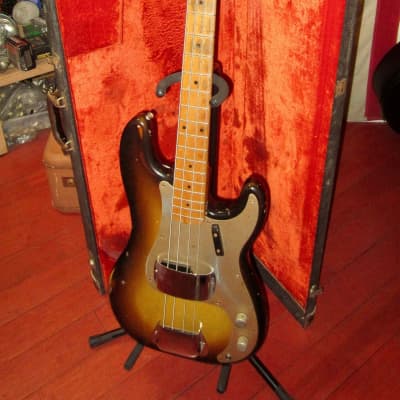 1958 Fender Precision Bass Sunburst w Vintage Hardshell Case image 3